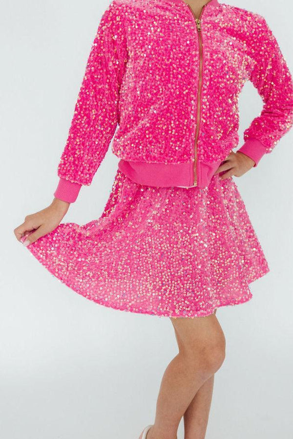 pink-velvet-sequin-twirl-skort Mila & Rose - Sophia's StyleSequin Skort-1